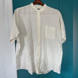 Lands' End Cream 100% Linen Casual Button Down Shirt Size XXL 18-18 1/2” Neck